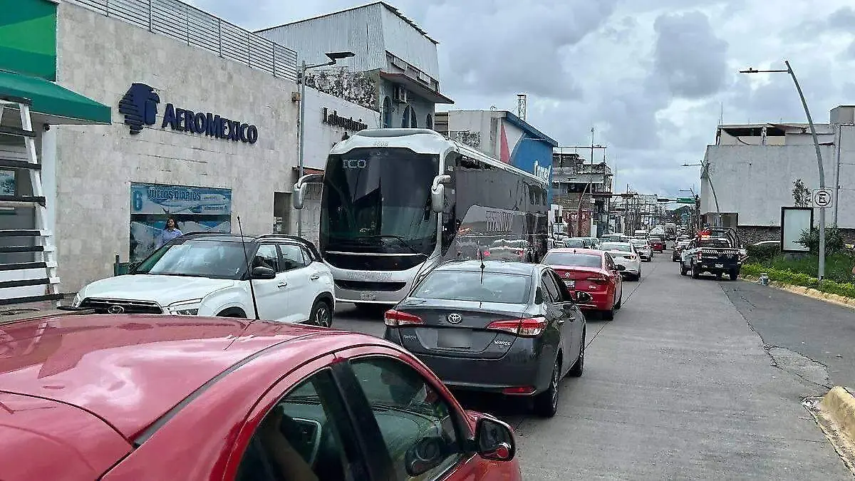 tráfico en la calle centra del Tapachula